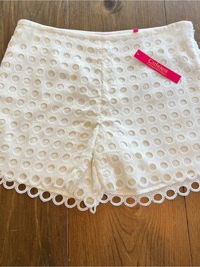 Catherine Malandrino White Eyelet Lace Women's Shorts-size 8